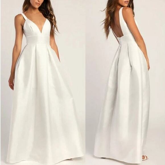 Maniju Medium Ready For Romance Ivory V Neck Princess Maxi Wedding Dress Bridal - Picture 1 of 16